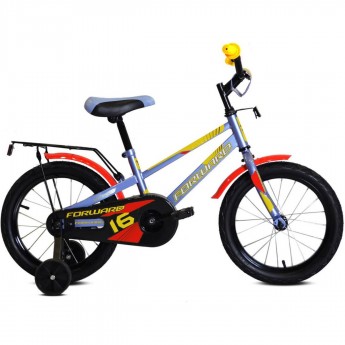 Велосипед FORWARD METEOR 16 (16" 1 ск.) 2022, серый/желтый Велосипед FORWARD METEOR 16 (16" 1 ск.) 2022, серый/желтый