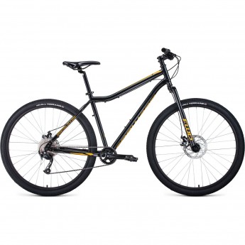 Велосипед FORWARD SPORTING 29 X disc (2020) черный/золотой с рамой 19"